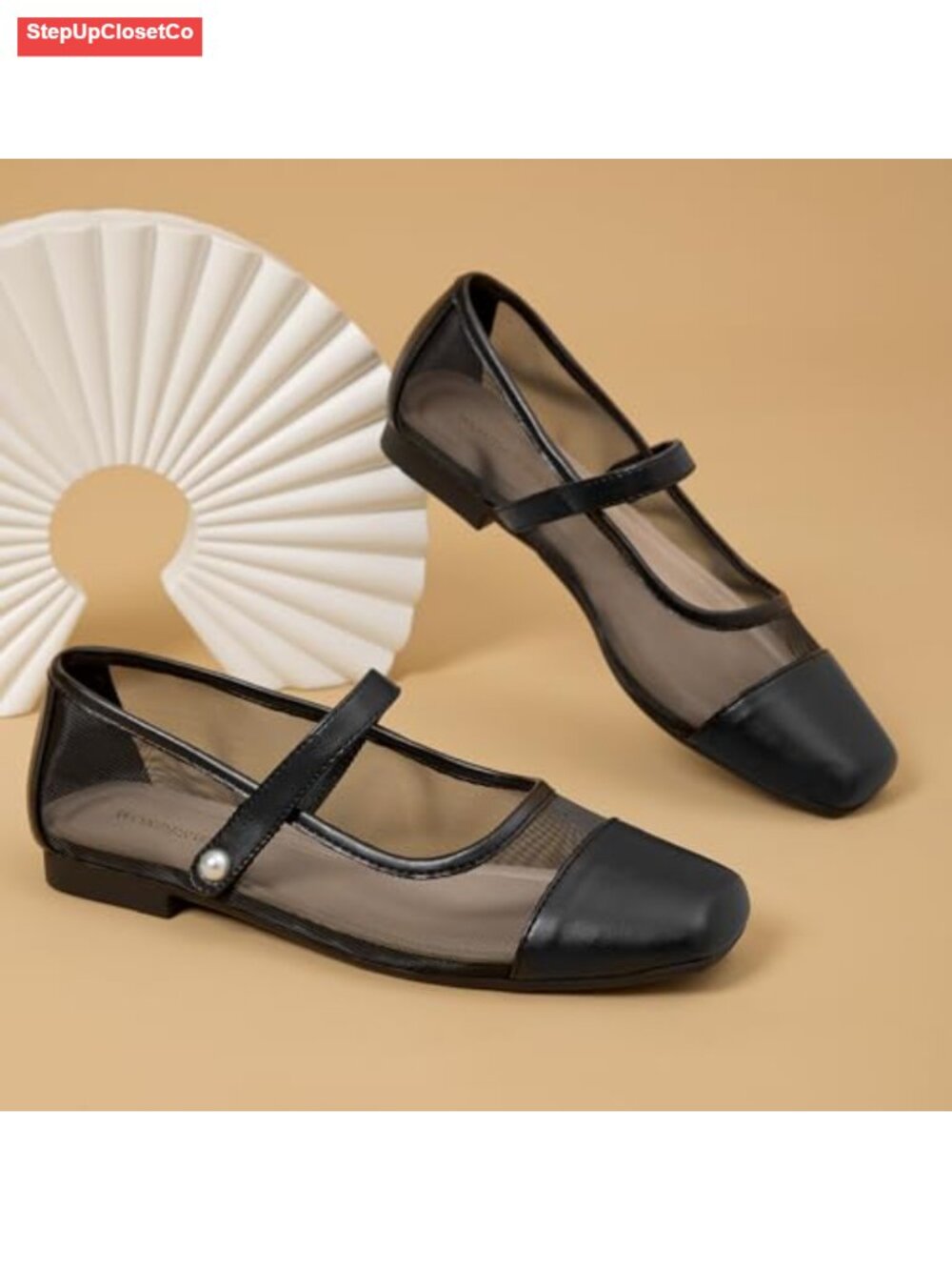 WONDERWAY Women Mary Jane Ballet Flats Mesh Closed Toe Dress Shoes - Picture 4 of 5